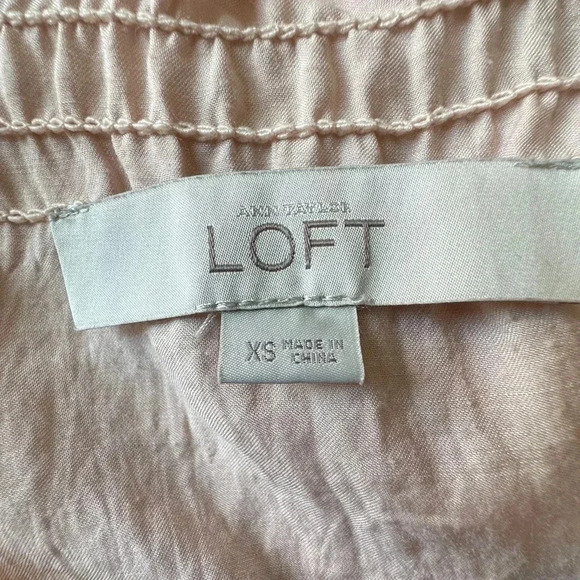 LOFT NWOT RUFFLE CAP SLEEVE BUTTON FRONT DRAWSTRING WAIST TOP PEACH | SIZE: XS - Picture 7 of 7